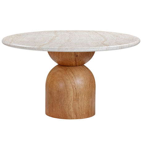 Candelabra Home Cynthia Travertine Concrete Indoor / Outdoor 54" Round Dining Table Outdoor Dining Table TOV-D54319