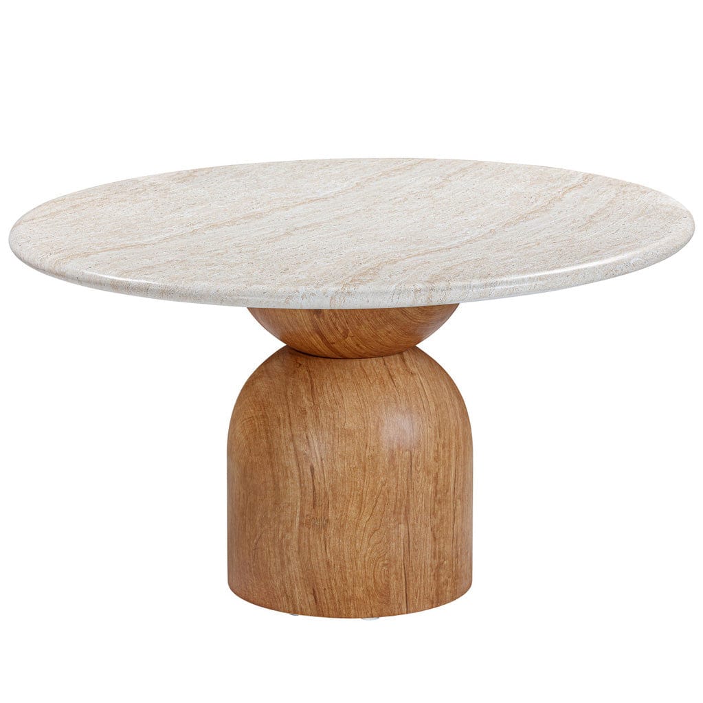 Candelabra Home Cynthia Travertine Concrete Indoor / Outdoor 54" Round Dining Table Outdoor Dining Table TOV-D54319