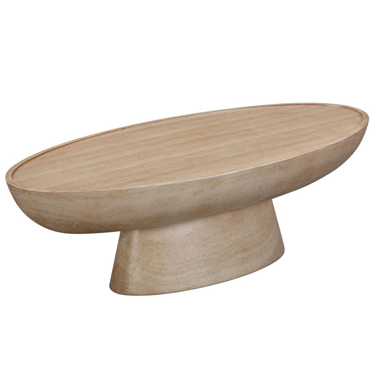 Candelabra Home Eclipse Textured Faux Travertine Indoor/Outdoor Coffee Table Coffee Tables TOV-O54275