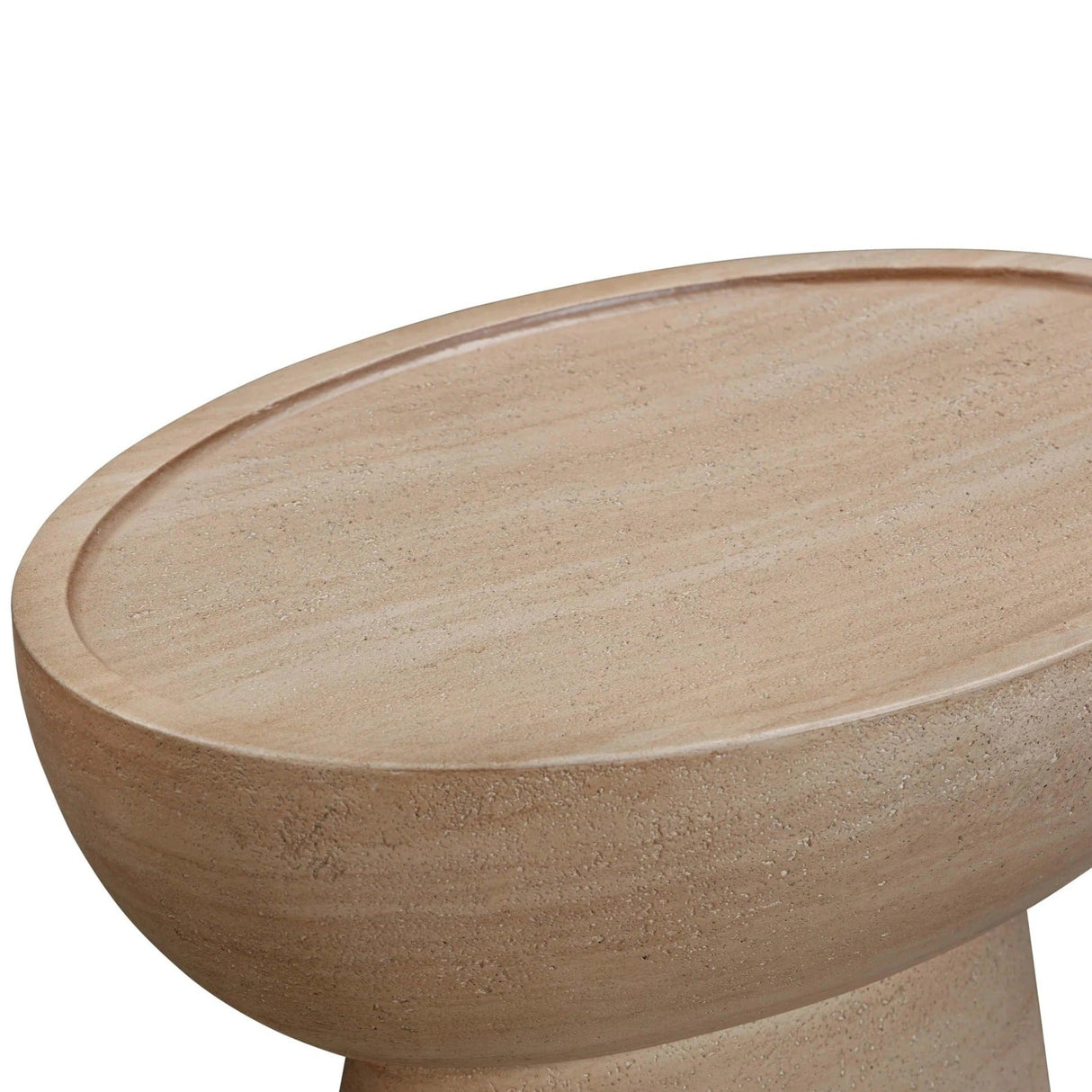 Candelabra Home Eclipse Textured Faux Travertine Indoor/Outdoor Side Table Side Tables TOV-O54274