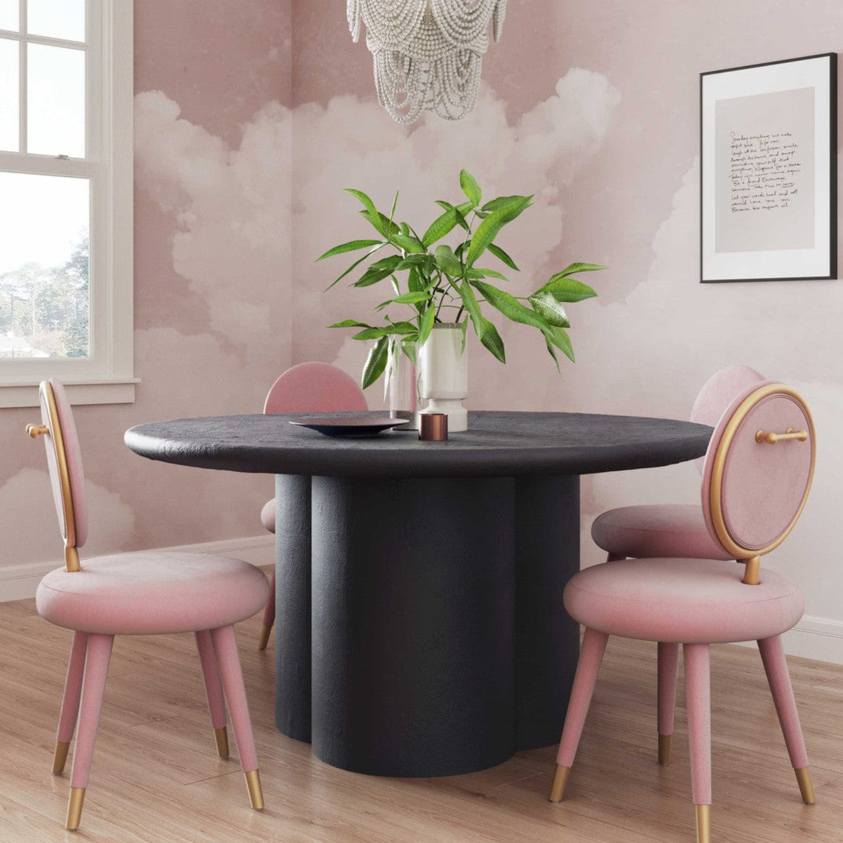 Candelabra Home Elika Faux Plaster Round Dining Table Dining Tables