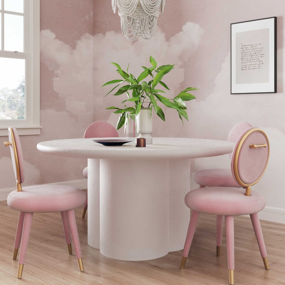 Candelabra Home Elika Faux Plaster Round Dining Table Dining Tables