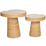 Candelabra Home Felicia Lilypad Side Table Rattan Nesting Tables