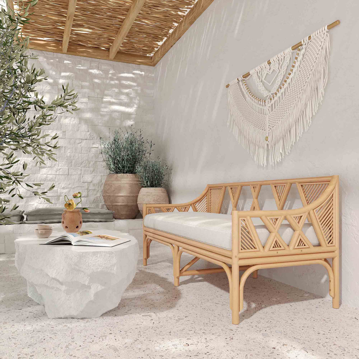 Candelabra Home Jayla Natural Rattan Bench Benches TOV-OC21020