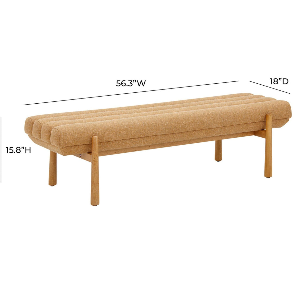 Candelabra Home Julianna Sunflower Yellow Heavy Linen Bench Upholstered Bench TOV-OC68937