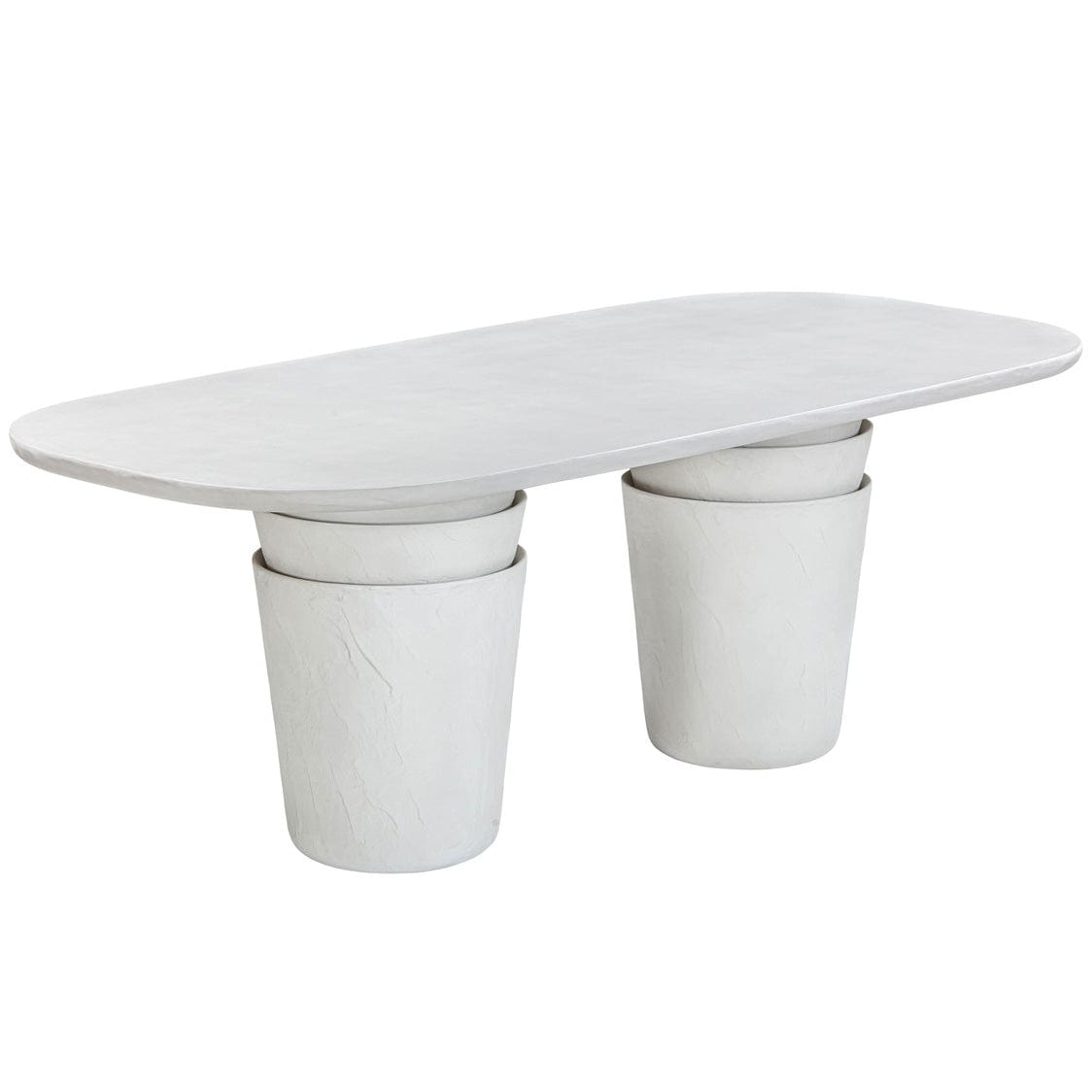 Candelabra Home Margot Light Grey Faux Plaster Indoor / Outdoor Concrete 83" Oval Dining Table Outdoor Dining Table TOV-O54297