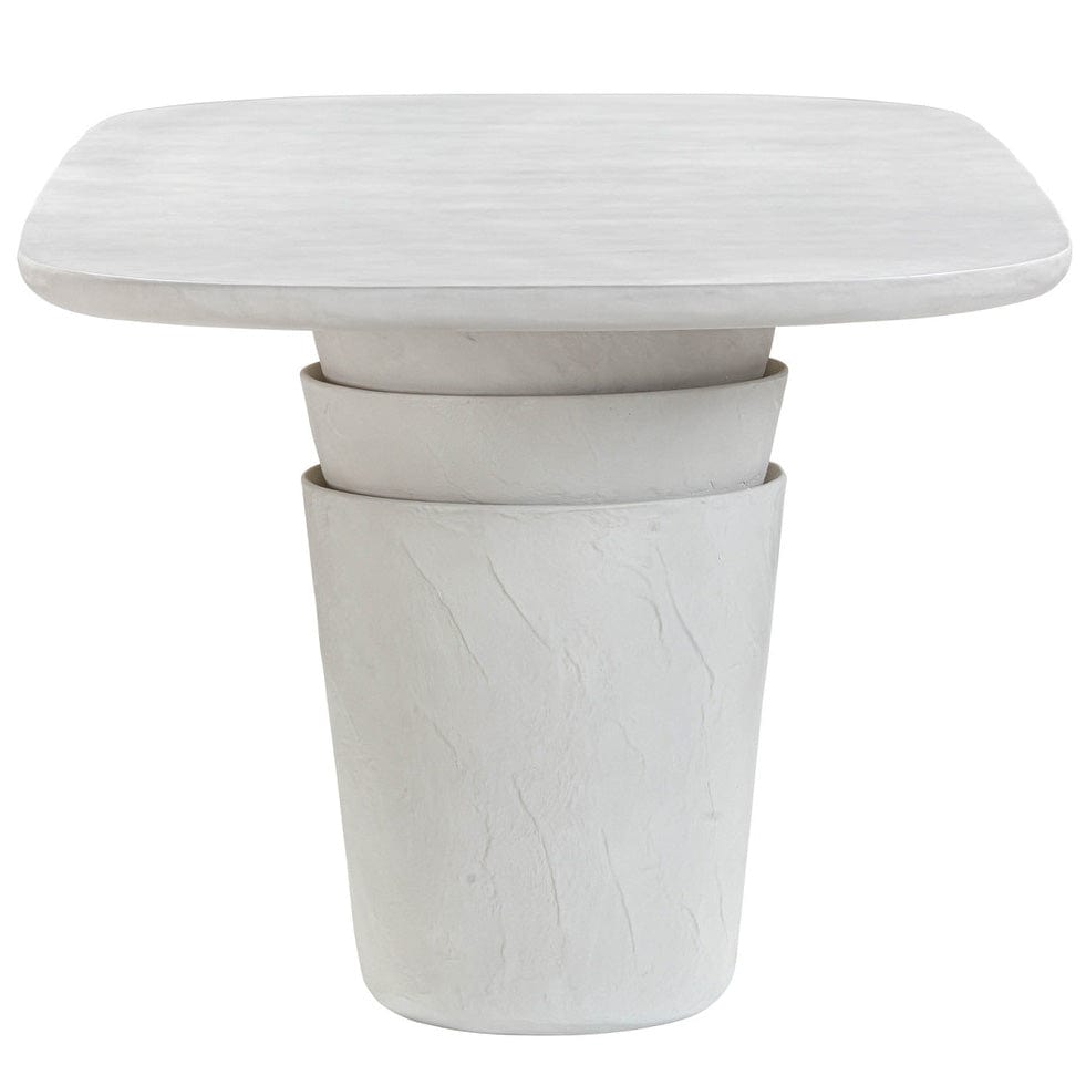 Candelabra Home Margot Light Grey Faux Plaster Indoor / Outdoor Concrete 83" Oval Dining Table Outdoor Dining Table TOV-O54297