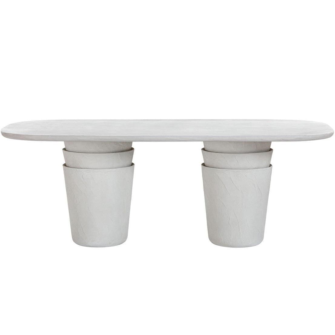 Candelabra Home Margot Light Grey Faux Plaster Indoor / Outdoor Concrete 83" Oval Dining Table Outdoor Dining Table TOV-O54297