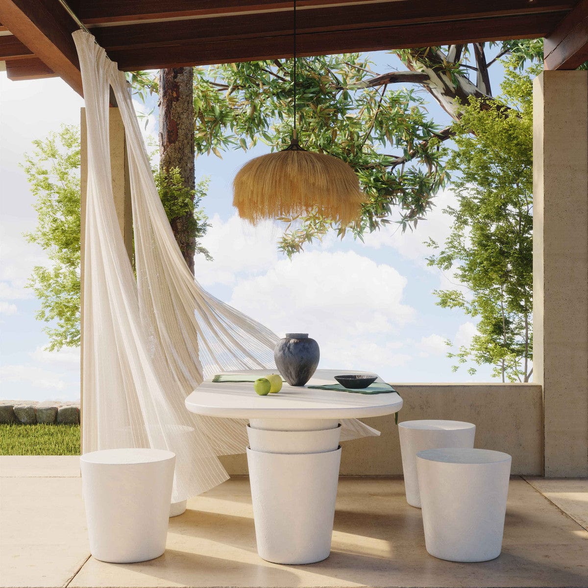 Candelabra Home Margot Light Grey Faux Plaster Indoor / Outdoor Concrete Stool Stools TOV-O54298