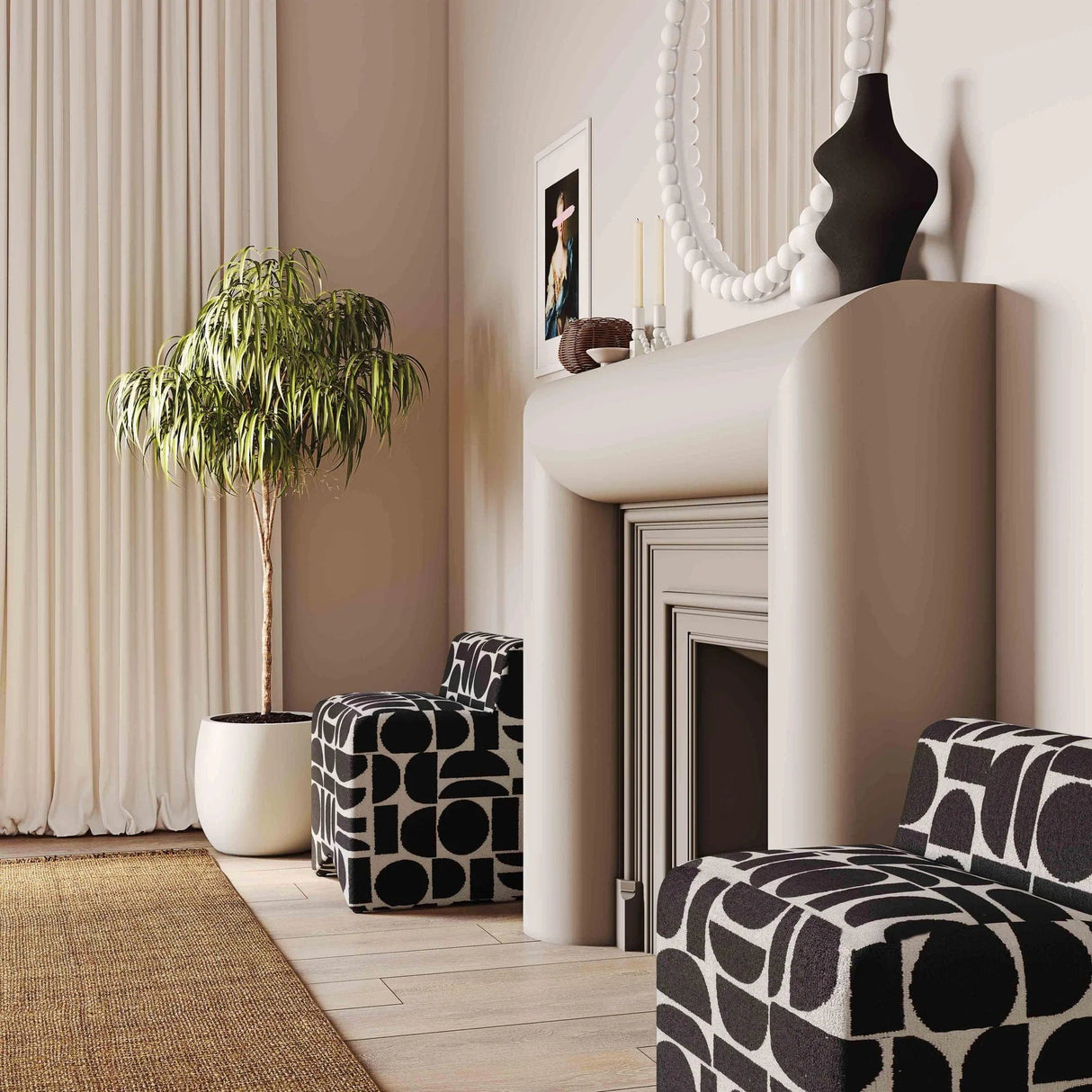 Candelabra Home Pippa Geometric Jacquard Weave Stool Stools