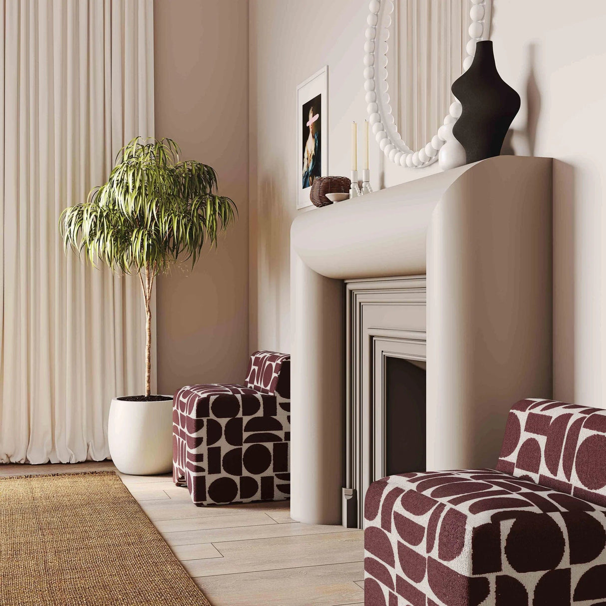 Candelabra Home Pippa Geometric Jacquard Weave Stool Stools