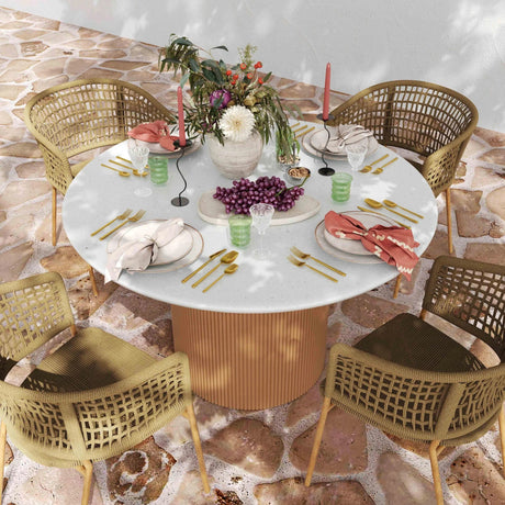 Candelabra Home Rose Faux Terrazzo and Terracotta Concrete Indoor/Outdoor Dining Table Dining Tables TOV-O54279