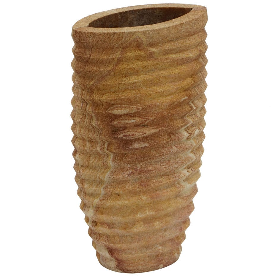 Candelabra Home Saava Ribbed Stone Vase in Sandstone Stone Vase TOV-C18521