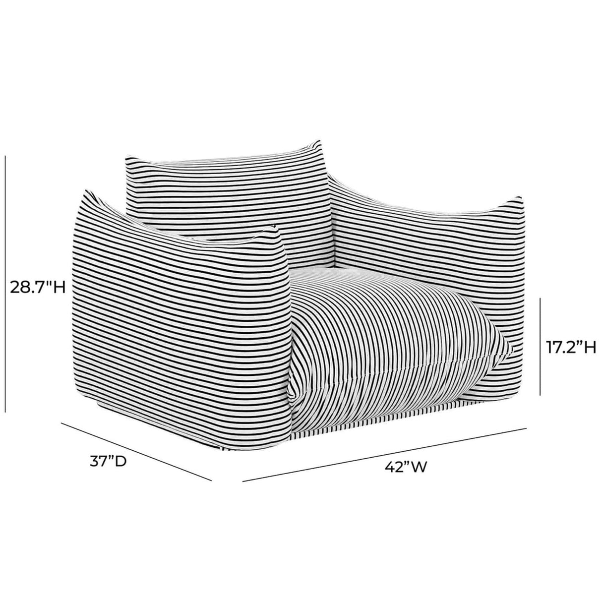 Candelabra Home Saint Tropez Striped Stuffed Indoor/Outdoor Armchair Outdoor Chairs