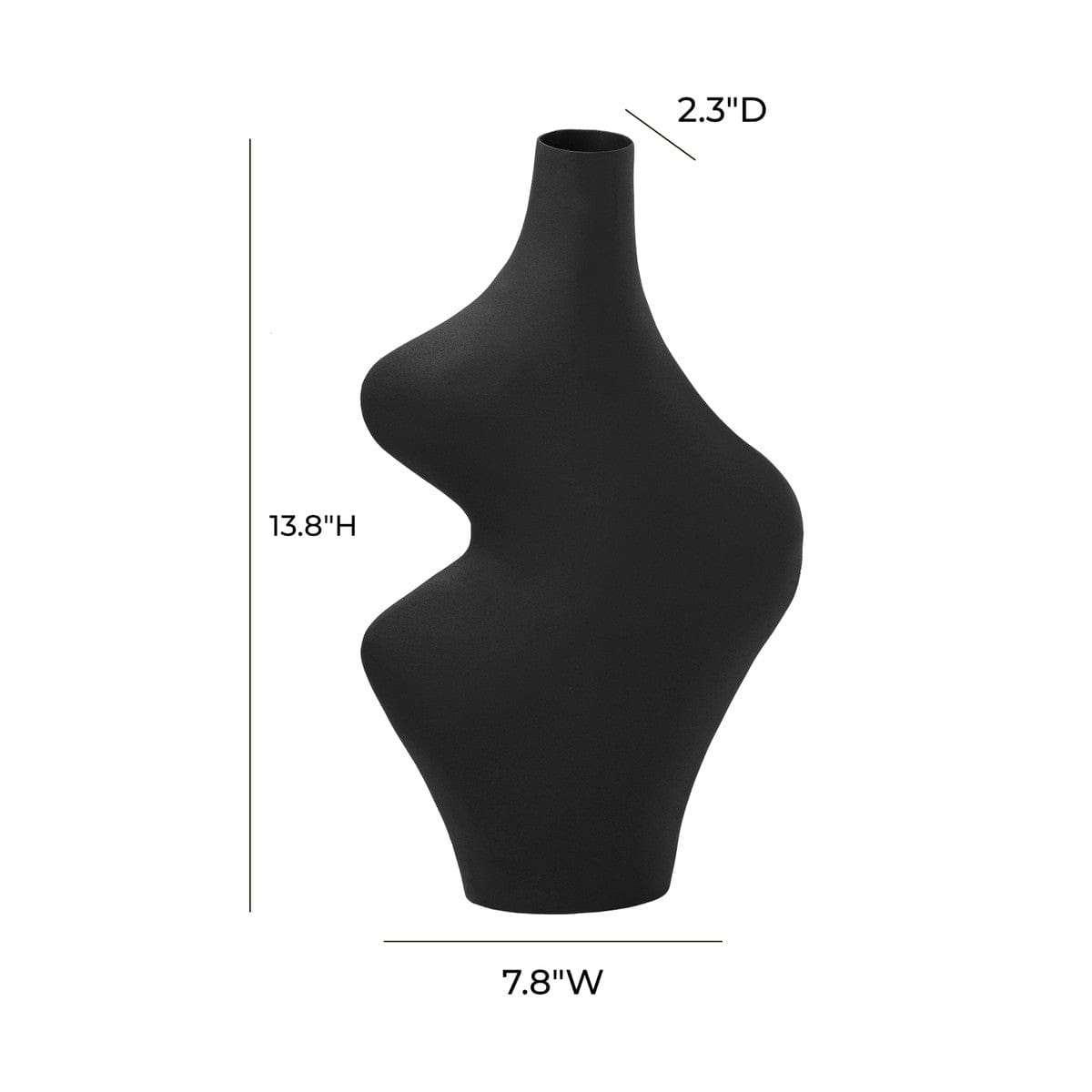 Candelabra Home Tarri Black Steel Vase Black Curvy Vase TOV-C18438