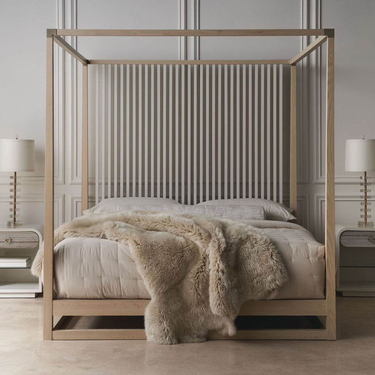 Caracole Pinstripe Light Bed Beds & Bed Frames