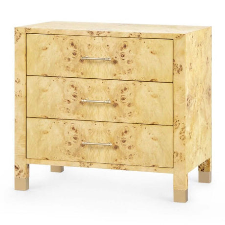Cole 3 Drawer Side Table Burl Wood Side Table COE-130-24