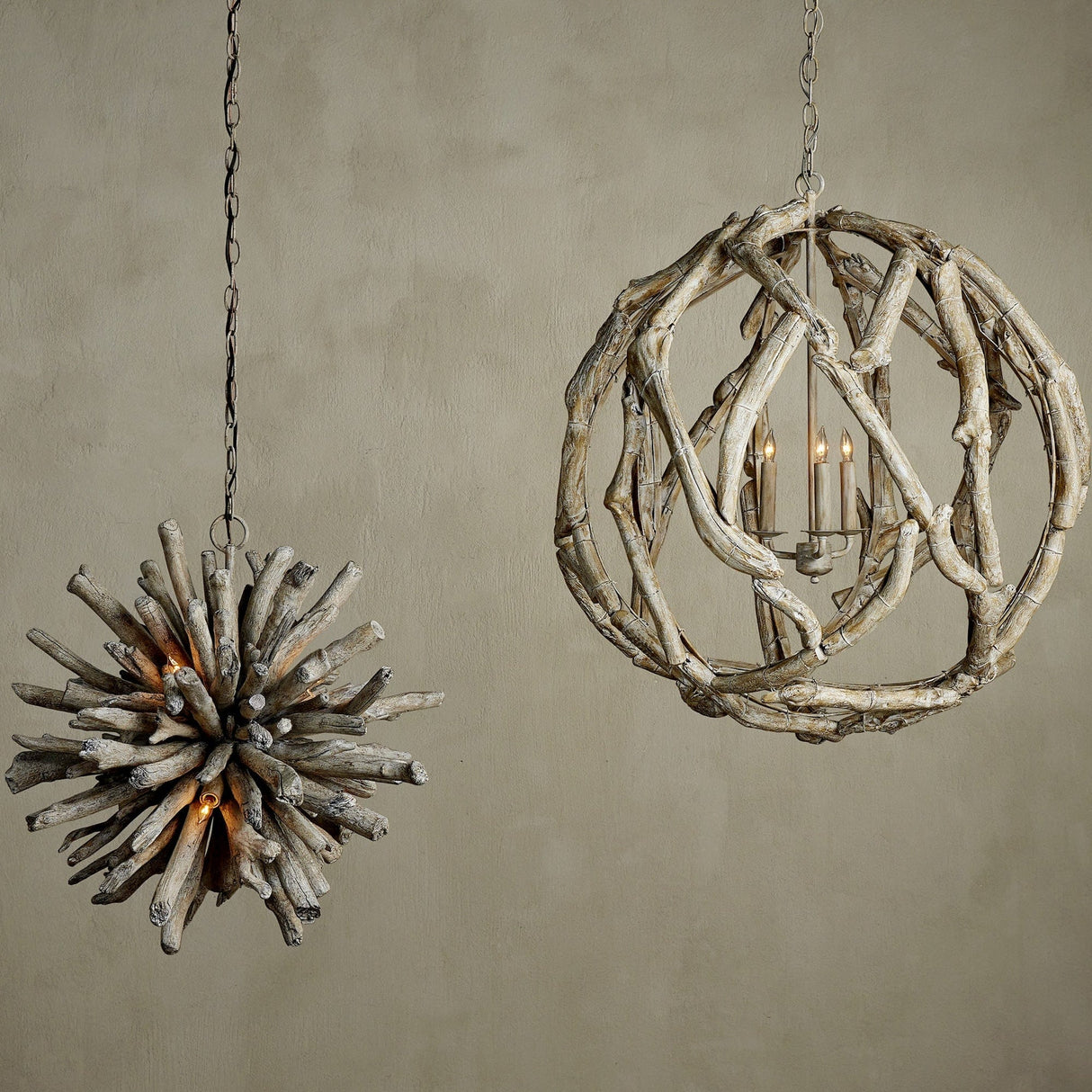 Currey & Company Driftwood Orb Chandelier Chandeliers currey-co-9000-1133 633306055339