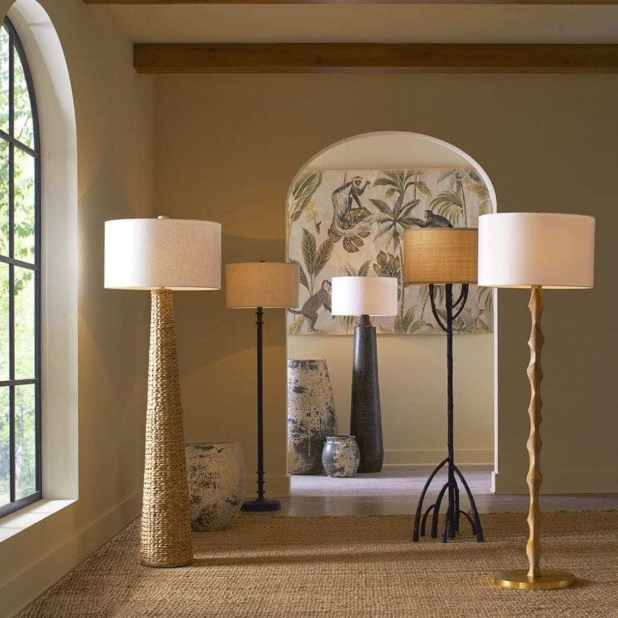 Currey & Company Sunbird Wood Floor Lamp Floor Lamp 8000-0135