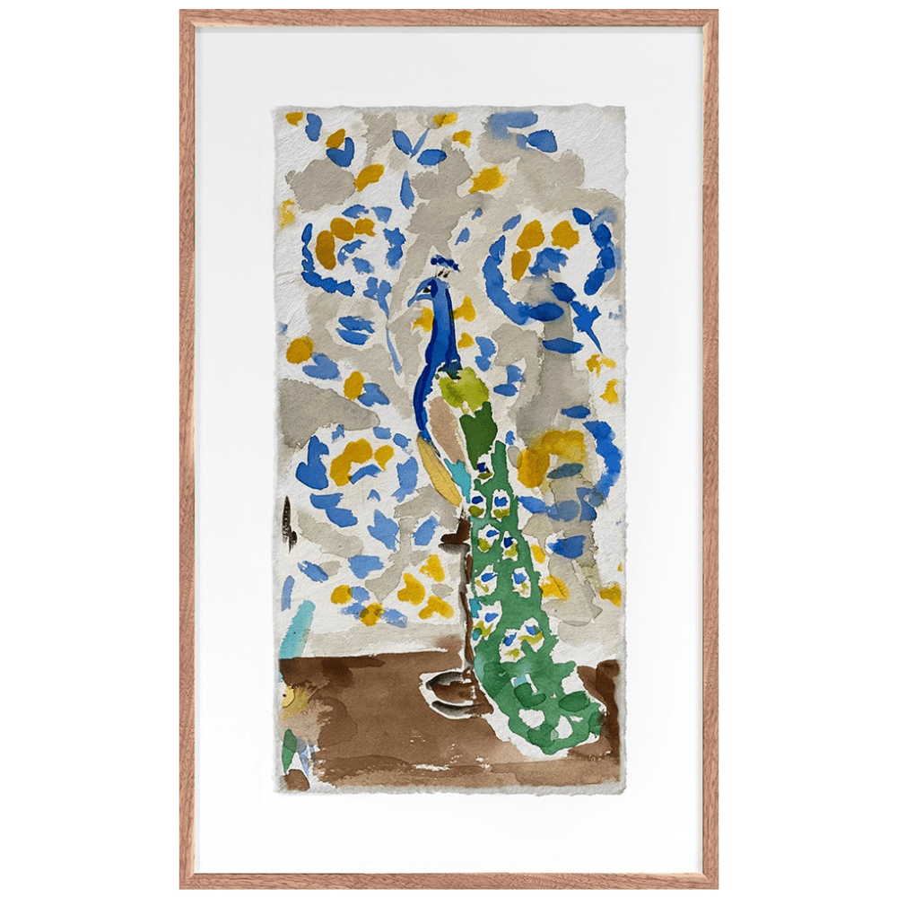 Dana Gibson Blue Peacock Wall Art 129817_P_24x15_Wa