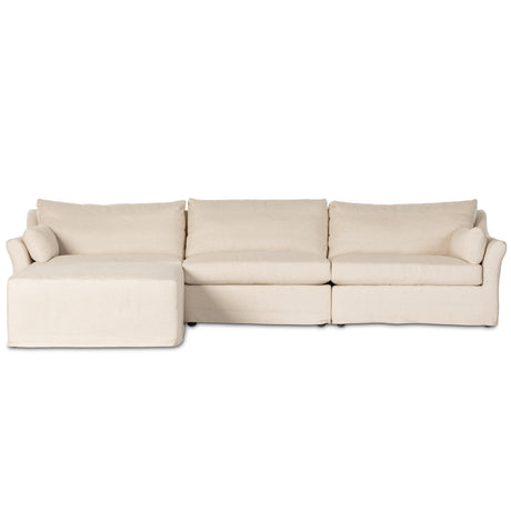 Four Hands Delray 3-Piece Slipcover Sectional Slipcover Chair with Ottoman four-hands-2