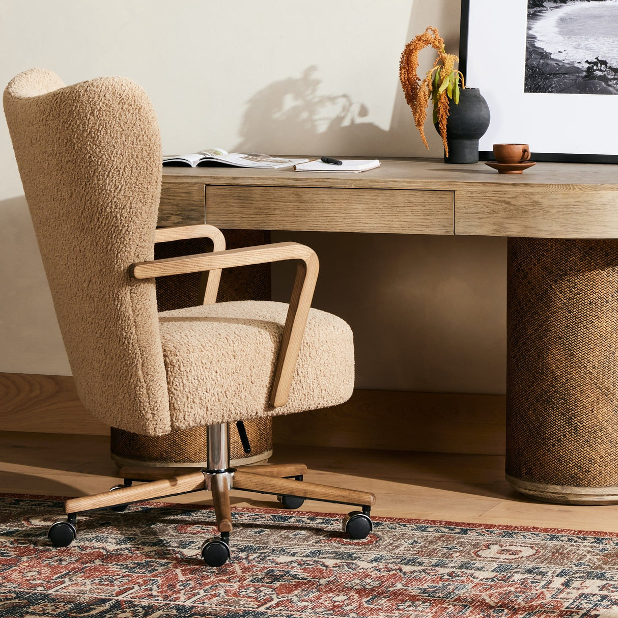 Four Hands Melrose Desk Chair Upholstered Swivel Chair