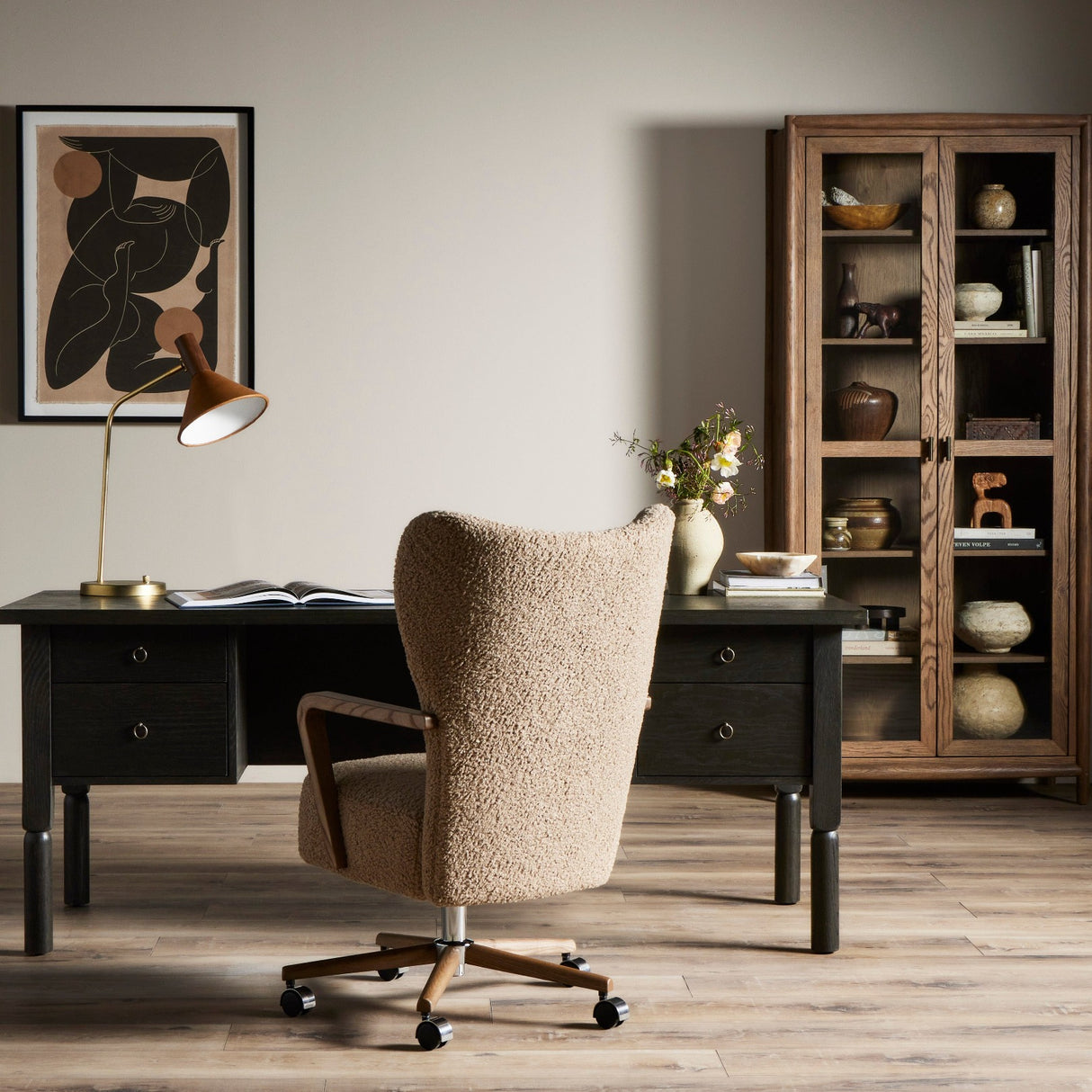 Four Hands Melrose Desk Chair Upholstered Swivel Chair