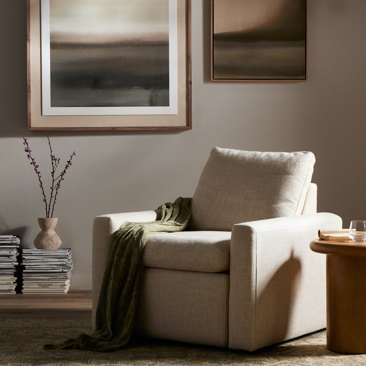 Four Hands Tillery Power Recliner Accent Chair Leather Power Recliner