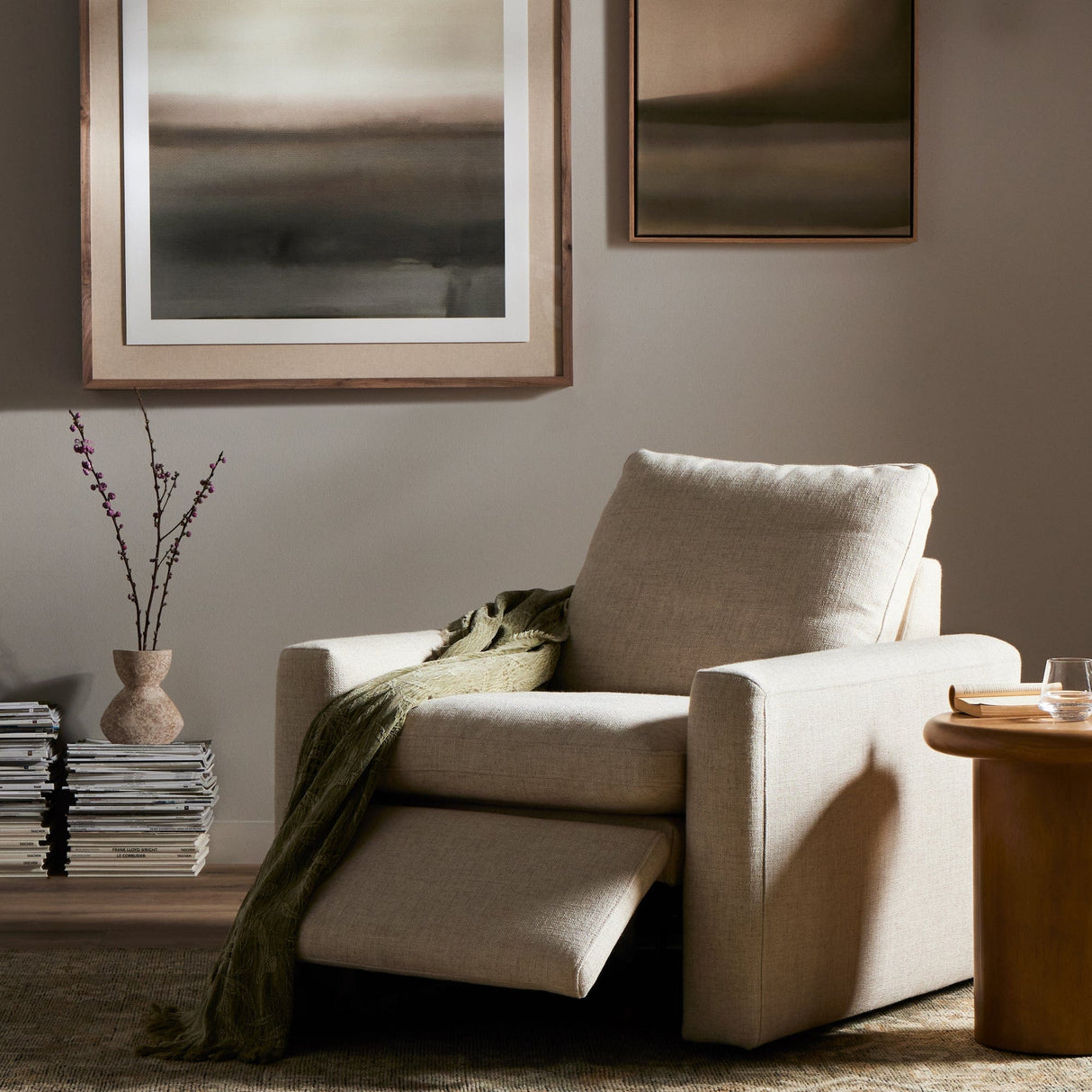 Four Hands Tillery Power Recliner Accent Chair Leather Power Recliner