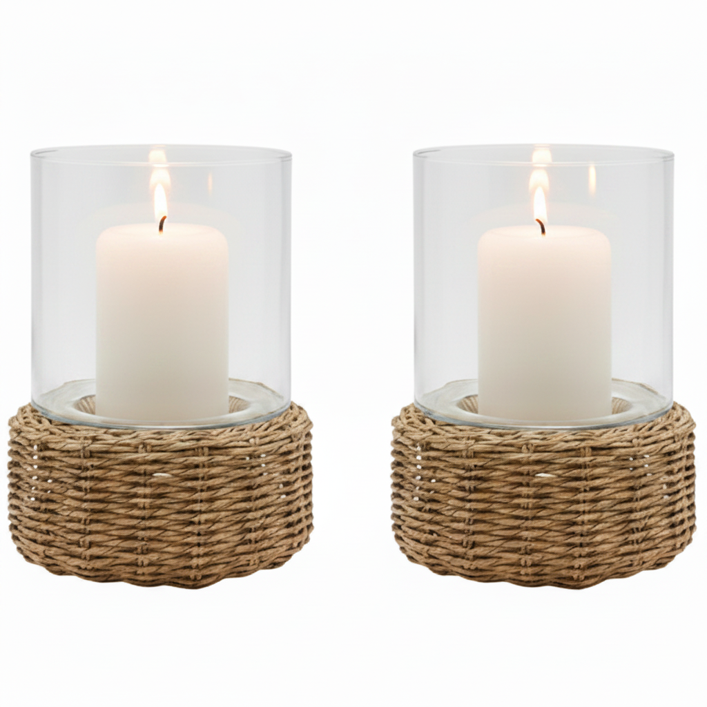 Gela Hurricane (Set of 2) Candle Holders 06GELA-NAT-LGHC
