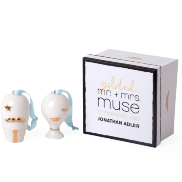 Gilded Mr. + Mrs. Muse Ornament Set