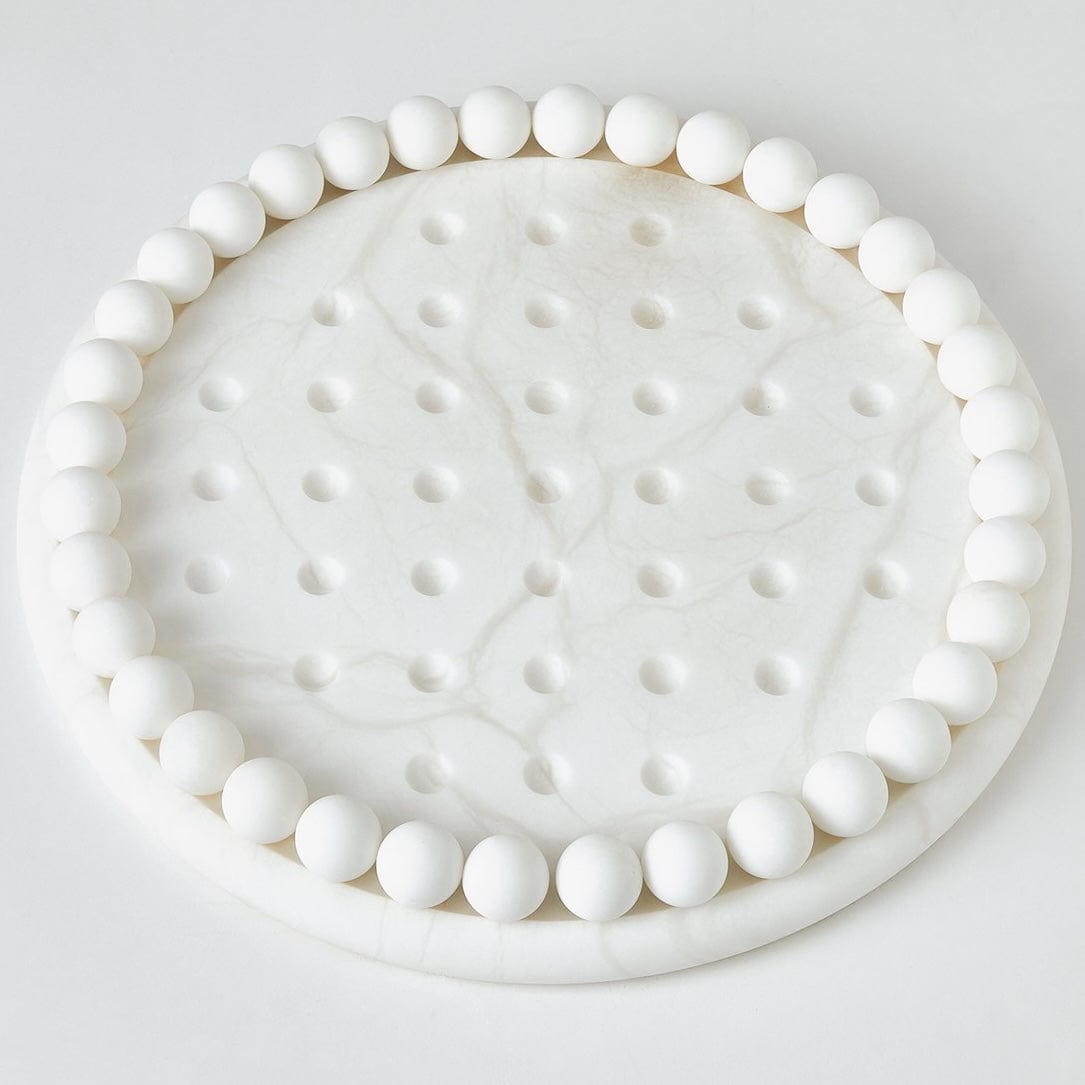 Global Views Alabaster Solitaire Game Set Alabaster Game