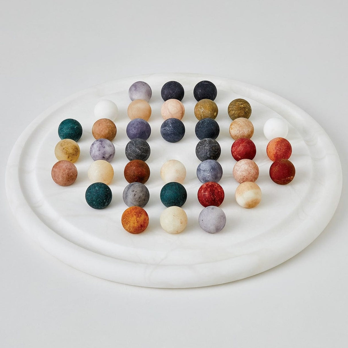 Global Views Alabaster Solitaire Game Set Alabaster Game