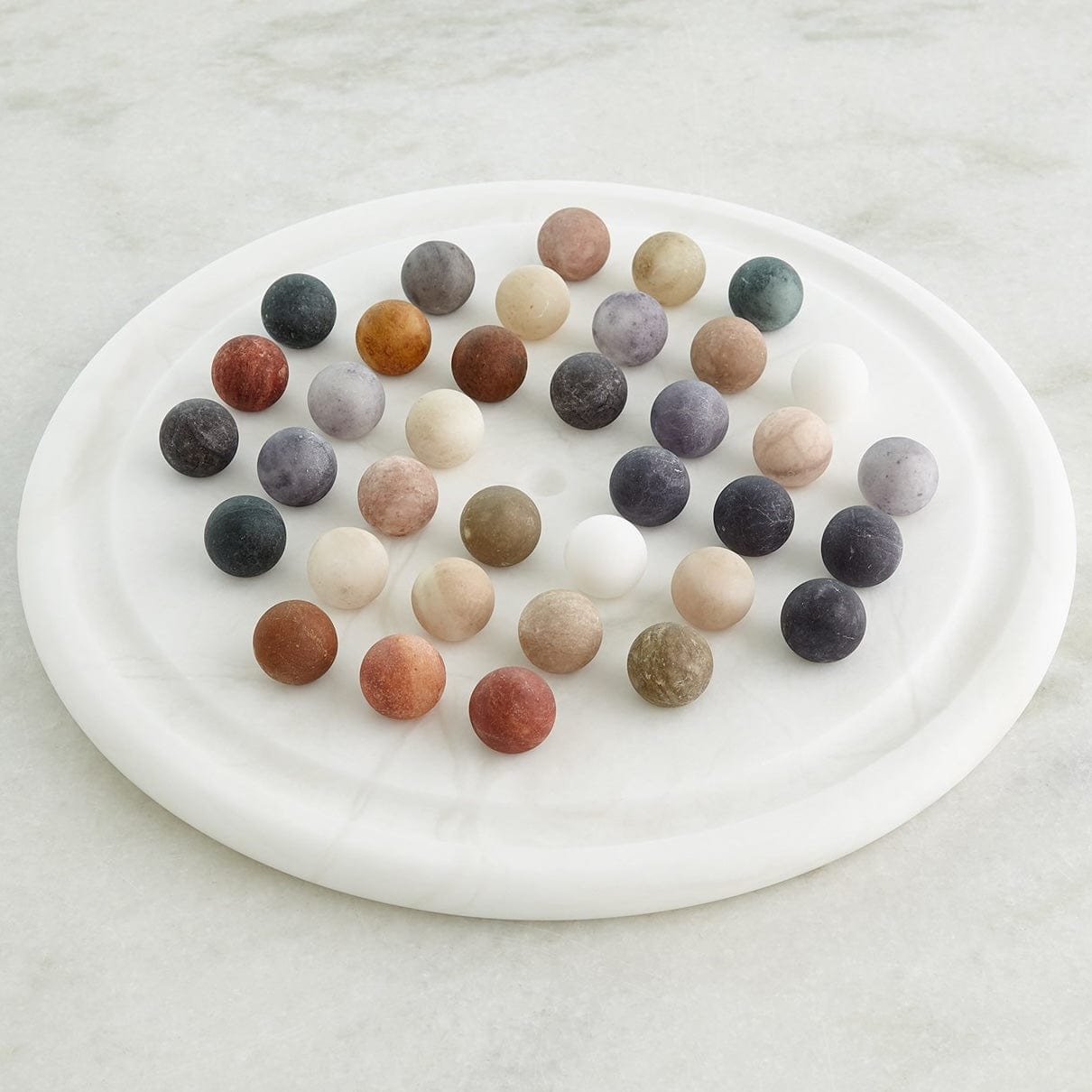 Global Views Alabaster Solitaire Game Set Alabaster Game