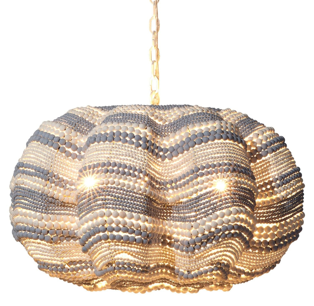 Jamie Young Co. Clamshell Chandelier Wooden Bead Chandelier