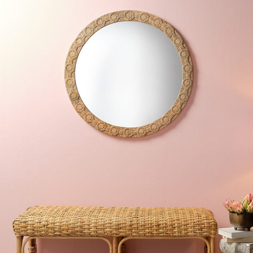 Jamie Young Co. Relief Carved Round Mirror Mirrors jamie-young-6RELI-RNDNA 688933036664