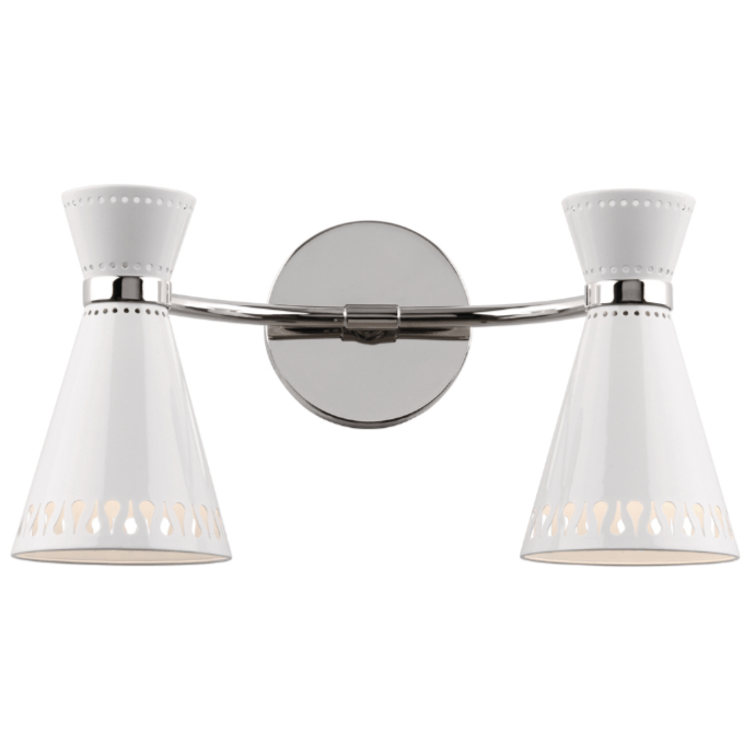 Jonathan Adler Havana Double Wall Sconce with White Shade Lighting Robert-Abbey-W708 00008322222223