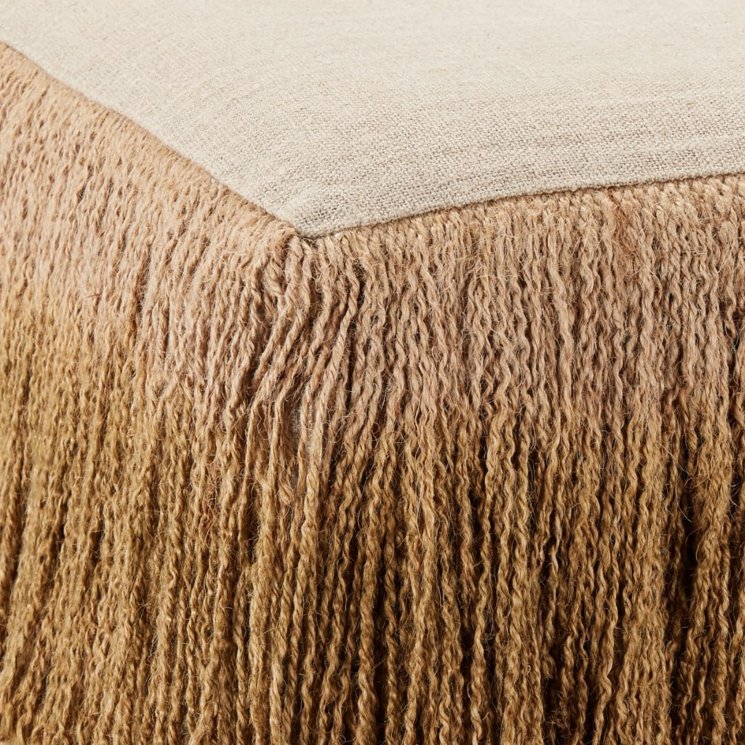 Jute Fringe Ottoman Ottomans + Stools