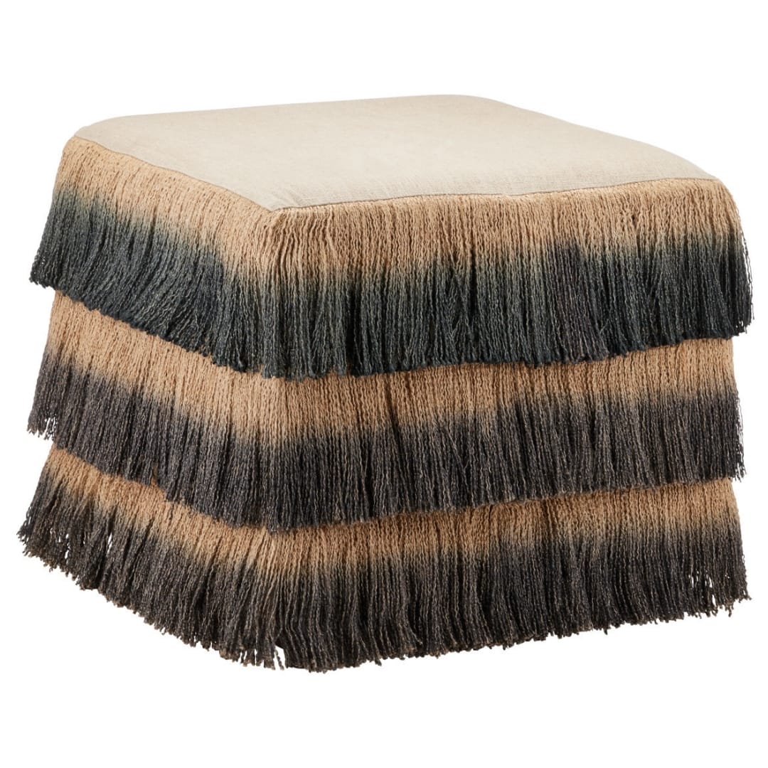 Jute Fringe Ottoman Ottomans + Stools