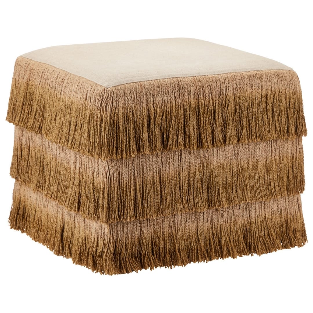 Jute Fringe Ottoman Ottomans + Stools