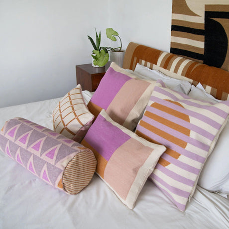 Leah Singh Barcelona Stripe Pillow - Lilac Pillows leah-singh-barcelona-stripe-pillow-lilac