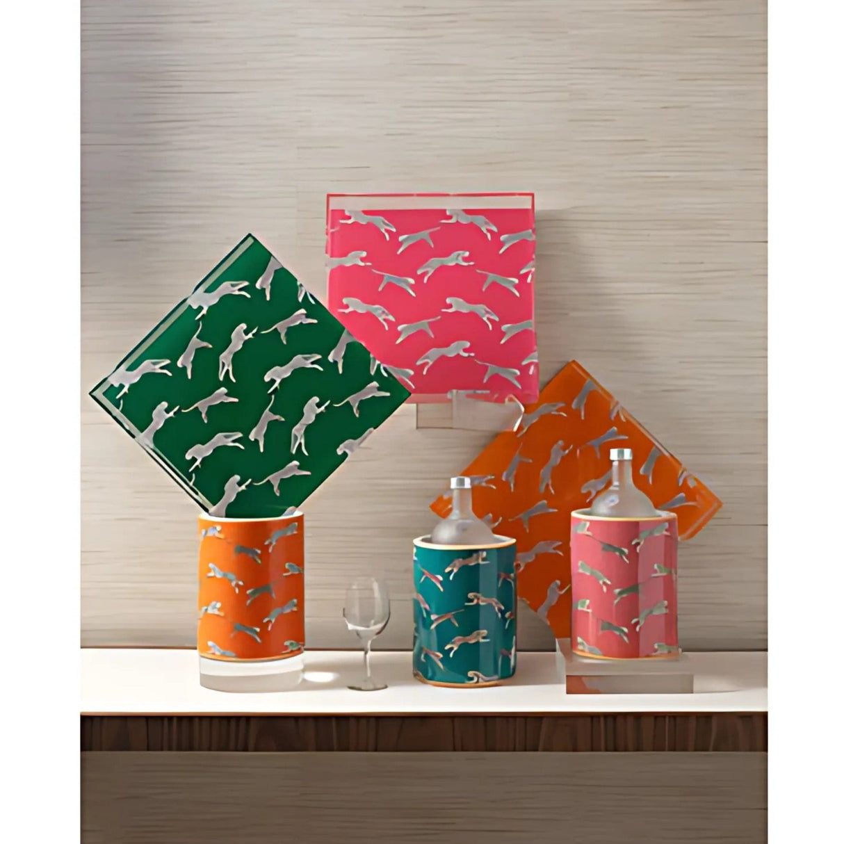 Leaping Cheetah Ice Bucket Decorative Object