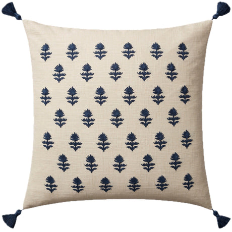 Loloi Magnolia Home Pillow - Beige/Navy Pillows loloi-PMH0051-BEIGE-NAVY-COVER-2222