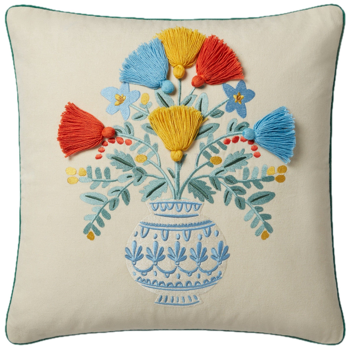 Loloi Rifle Paper Co. Ivory Pillow Pillows rifle-paper-PRP0052-IVORY-COVER