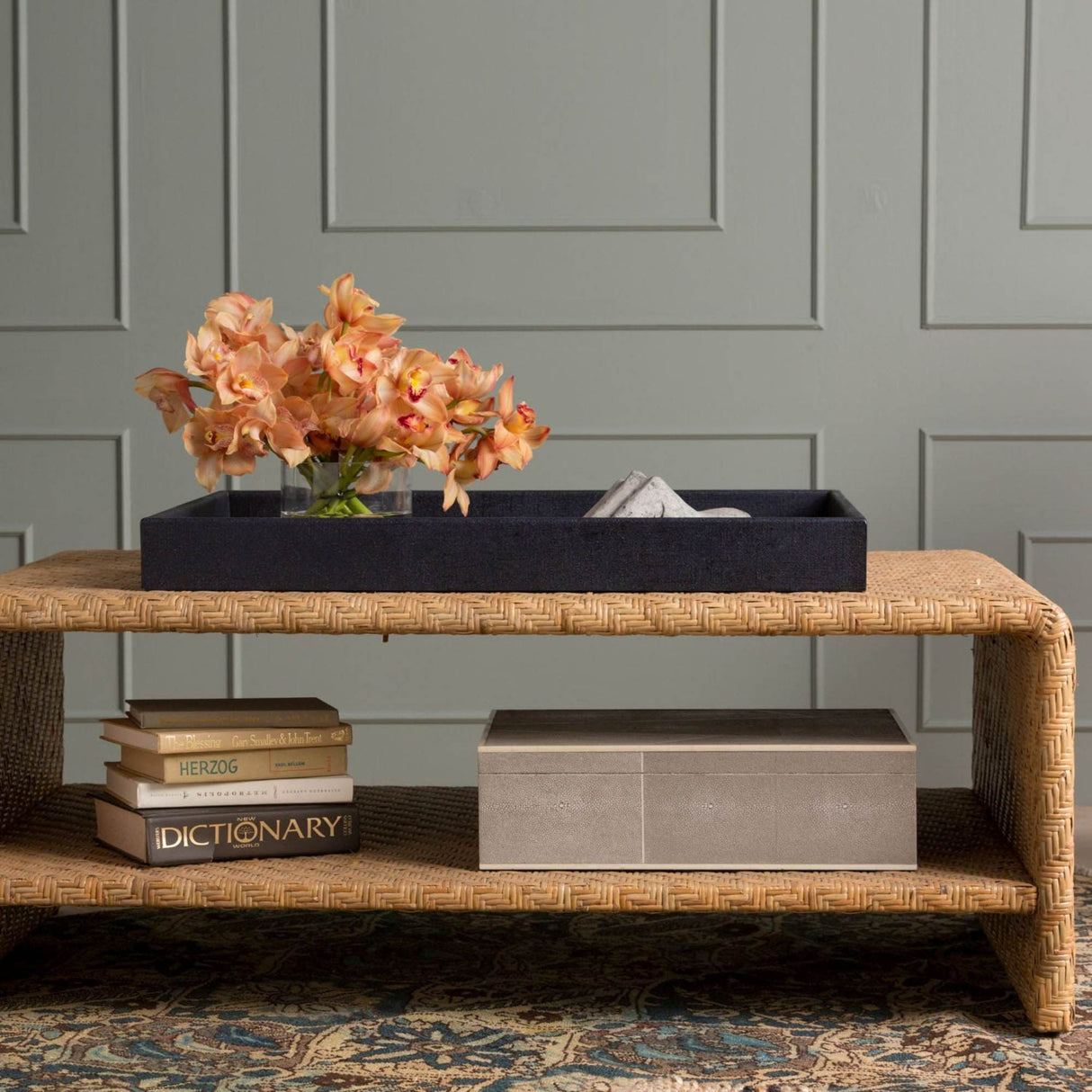 Lynette Coffee Table Wood and Rattan Coffee Table