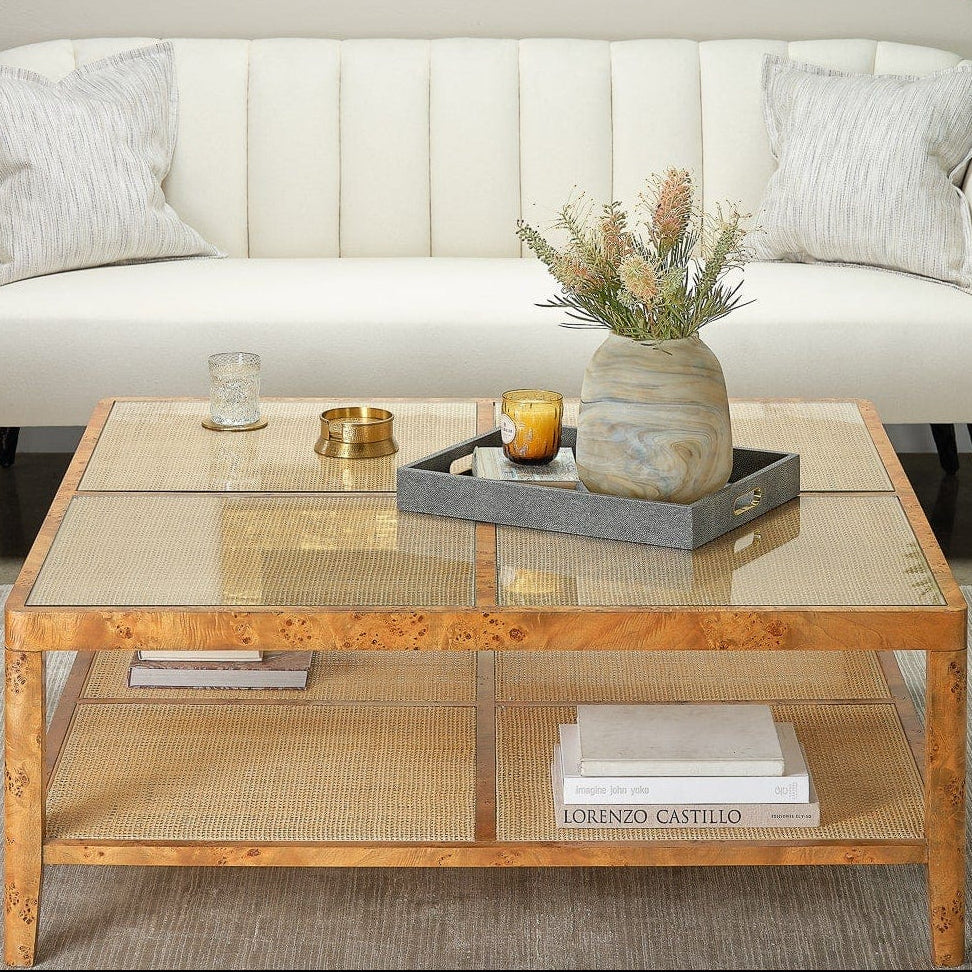 Made Goods Amara Coffee Table Wood and Rattan Coffee Table