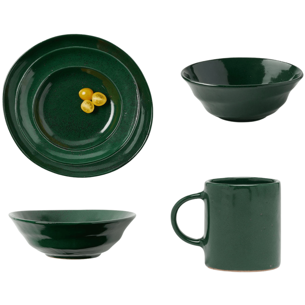 Marcus Dark Green Salt Glaze Dinnerware (Pack of 4) Dinnerware