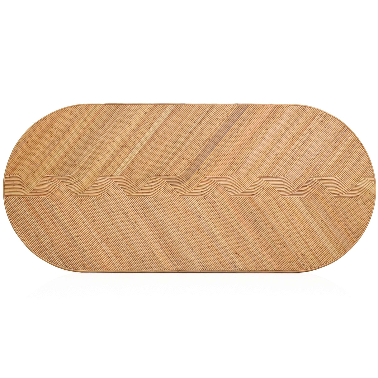 Maya Natural Rattan and Glass Oval Dining Table