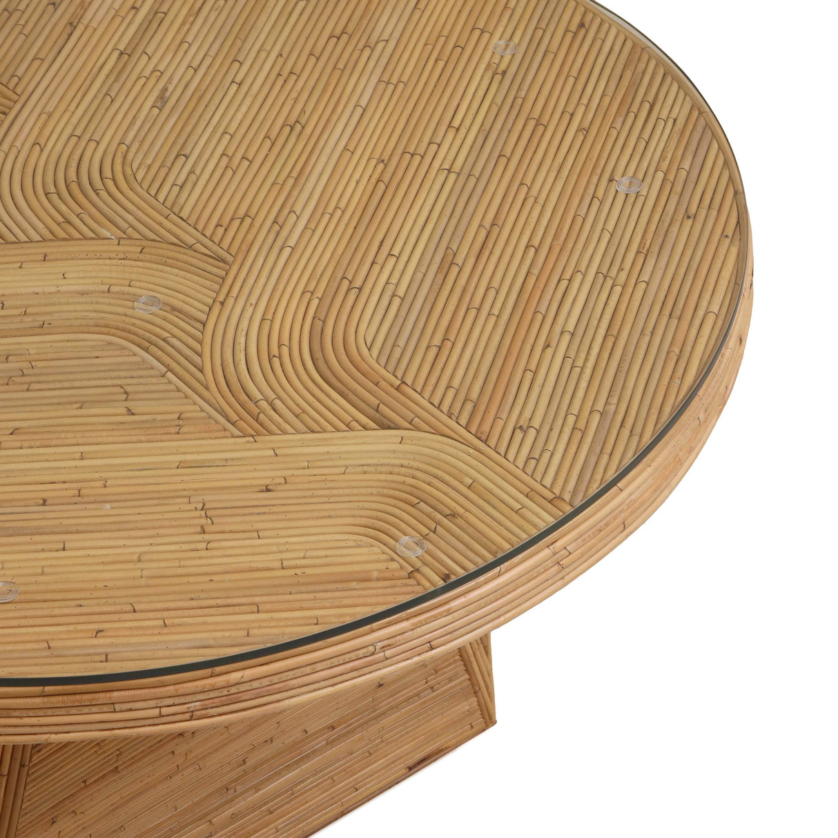 Maya Natural Rattan and Glass Oval Dining Table