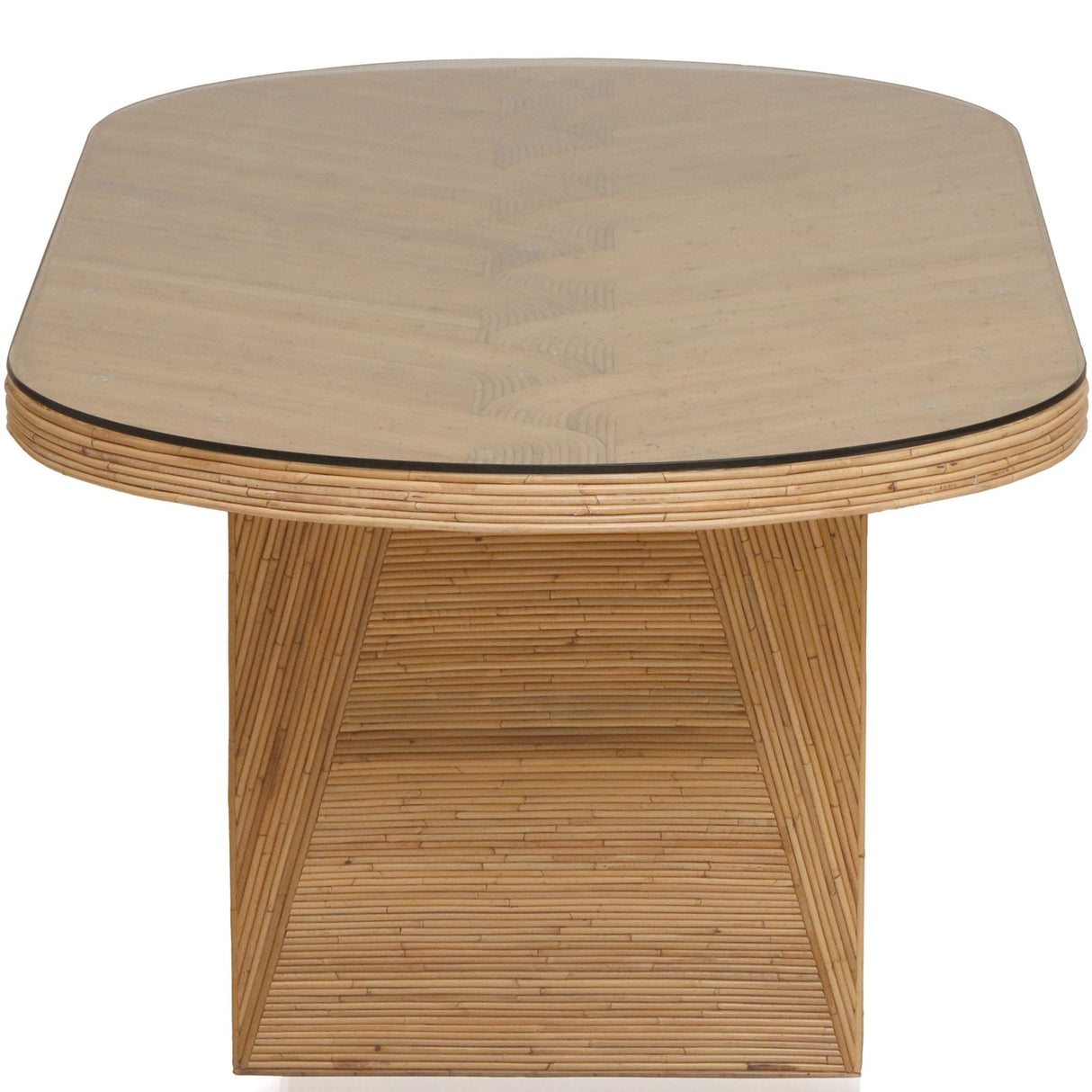 Maya Natural Rattan and Glass Oval Dining Table Dining Tables TOV-D21025 793580629753